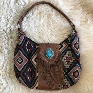 Montana West Ladies Tribal Leather Fringe Purse